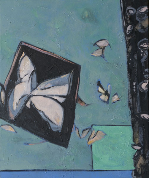 Papillons blancs II - 10F - huile sur toile